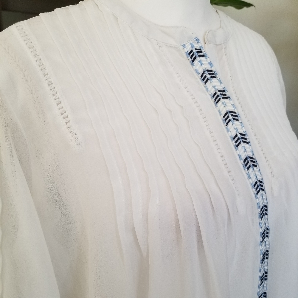 Charming Charlie Sheer 3/4 Sleeve Blouse Lg - Picture 7 of 9